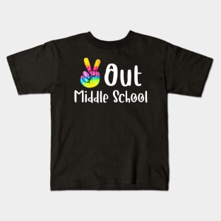 Peace Out Middle School Tie Dye Graduation Class Of 2023 Kids T-Shirt